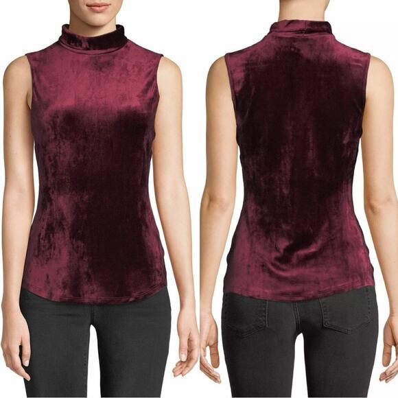 Theory Mock-Neck Sleeveless Slim Velour Knit Tank size Small - Picture 1 of 7